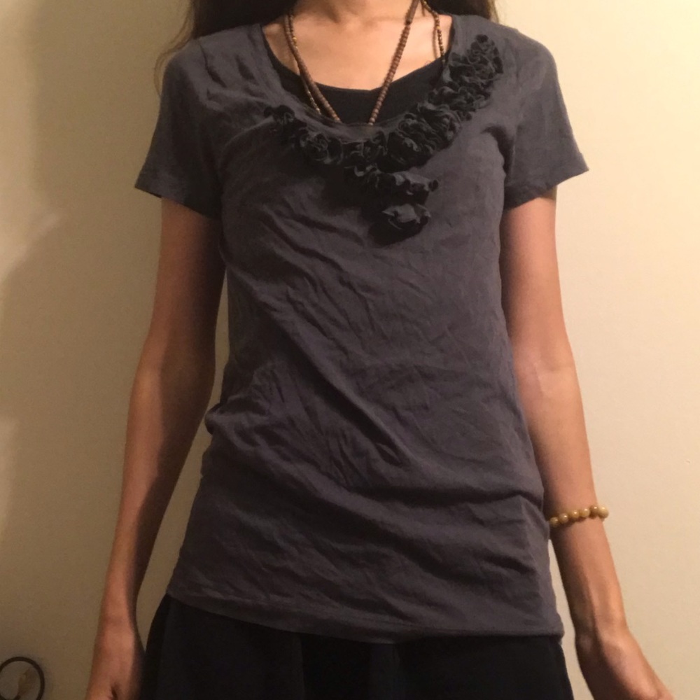 J crew rose collared gray short sleeve T-shirt